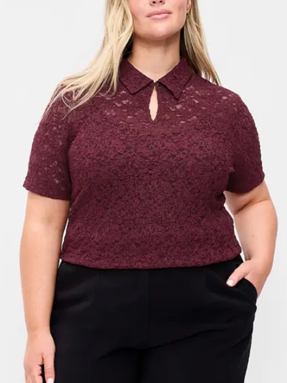 Old Navy Lace Keyhole Polo Top